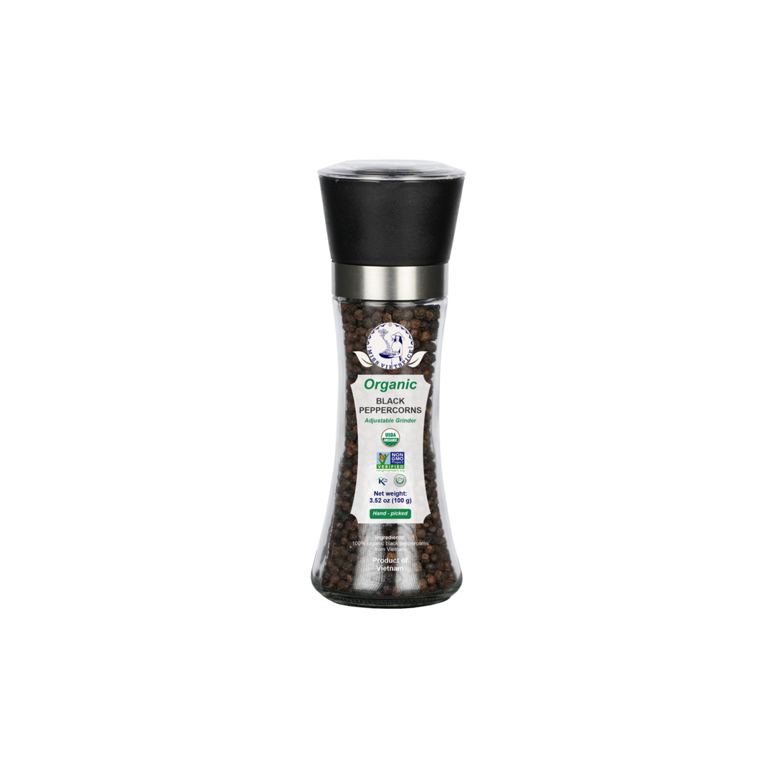 MISS VIETSPICE Granos de pimienta negra orgánicos 3.53 oz - 100 gr - Paquete de 1