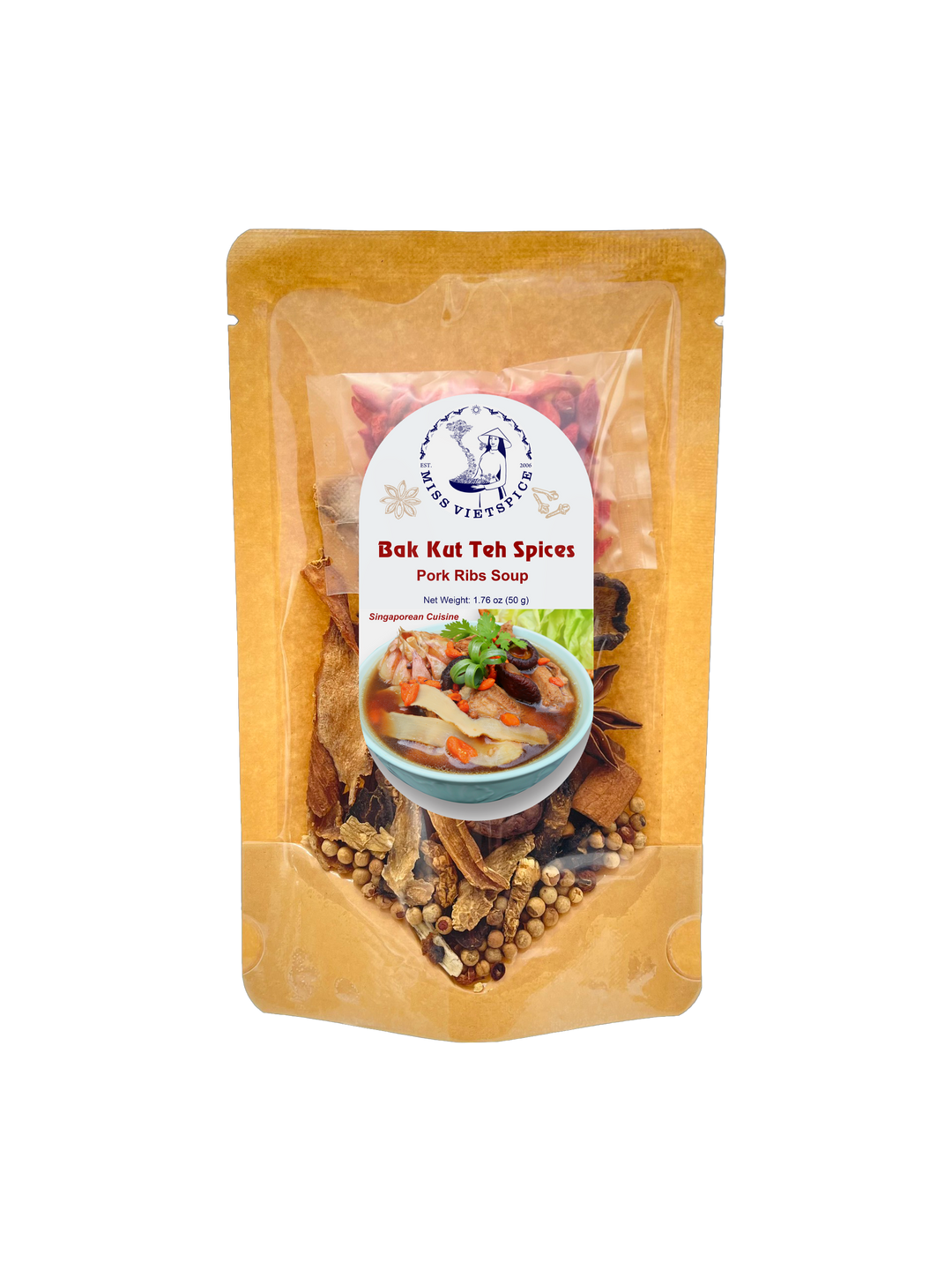 MISS VIETSPICE - 1.76 Oz - 50gr Bak Kut Teh Herbs and Spices, Pack 3 of Malaysia Kee Hiong Klang Soup Spices